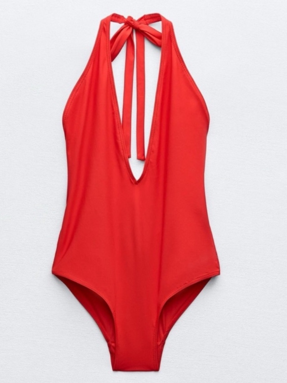 Zara Red Halter One-Piece Swimsuit